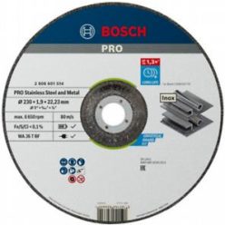   Bosch PRO Stainless Steel and Metal kötőanyaggal készült vágótárcsa, 230 x 1,9 x 22,23 mm, süllyesztett középrésszel<br/>