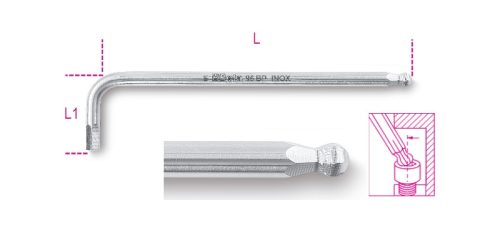 BETA 96BPINOX 7 ​Hajlított gömbfejű imbuszkulcs, nemesacélból (BETA 96BP INOX/7)