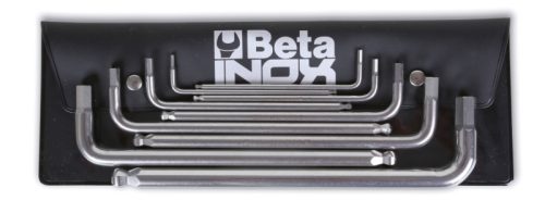 BETA 96BPINOX/B9 6 darabos hatlapfejű hajlított belső kulcs rozsdamentes acélból, tasakban (BETA 96BP INOX/B 9)