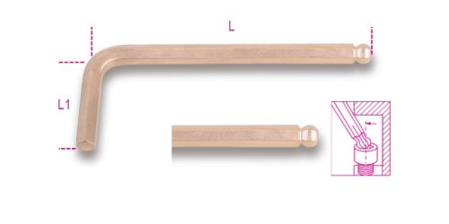 BETA 96BA/BP 10 Hajlított gömbfejű imbuszkulcs, szikramentes (BETA 96BA BP/10)