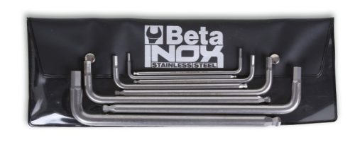 BETA 96BPINOX-AS/B8 7 darabos hatlapfejű hajlított belső kulcs gömbös szélekkel, rozsdamentes acélból, tasakban (BETA 96BP INOX/AS/B 8)