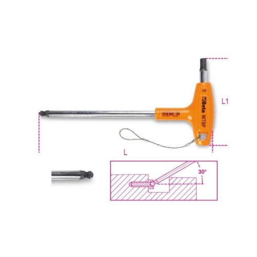 BETA 96TBP-HS 5 Hajlított gömbfejű imbuszkulcsok nagy nyomatékú T-markolattal, krómozott, H-SAFE
