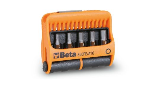 BETA 860PE/A10 10 csavarhúzóbetét és mágneses betéttartó, műanyag dobozban (BETA 860PE/A10)