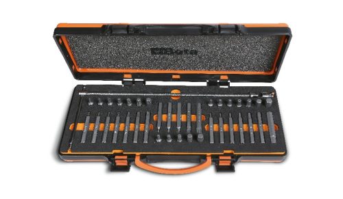 BETA 867/C38 38 RIBE® betétből álló készlet 10 mm hatlapfejű csatlakozóval és 1 csuklós T betéttartóval lágy hőformázott tálcán és lemezdobozban (BETA 867/C38)