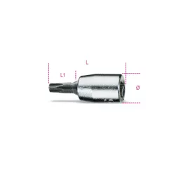 BETA 900Tx 10 1/4-OS Torx®-imbusz dugókulcs, krómozott, fekete hegyek – kéziszerszám