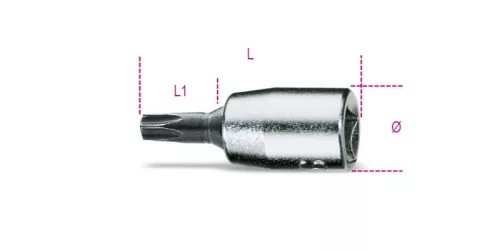 BETA 900Tx 30 1/4-OS Torx®-imbusz dugókulcs, krómozott, fekete hegyek – kéziszerszám