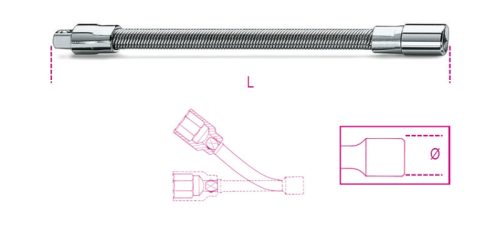 BETA 900FL 150 1/4"-os flexibilis toldó, krómozott (BETA 900FL)