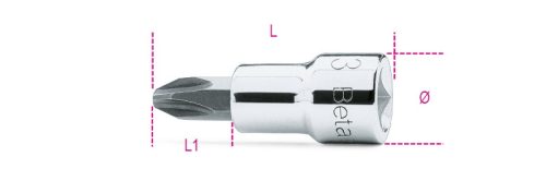 BETA 910PH 1 Csavarhúzó-dugókulcs Phillips®-csavarokhoz, krómozott, barnított fej (BETA 910PH/1)