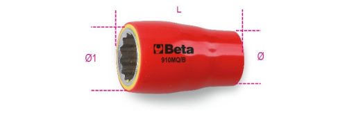 BETA 910MQ-B/6 3/8" Tizenkétszögű dugókulcs, szigetelt 6 mm (BETA 910MQ-B/6)