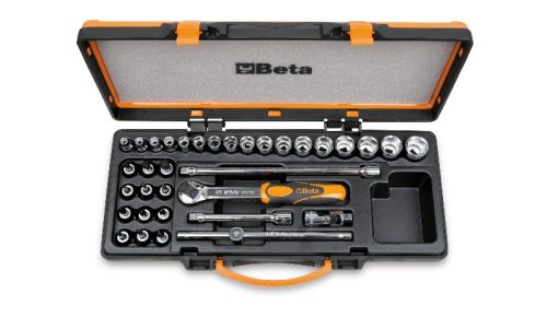 BETA 910B/C29 17 dugókulcs 12 csavarhúzó-dugókulcs és 5 tartozék fémdobozban  (BETA 910B/C 29)