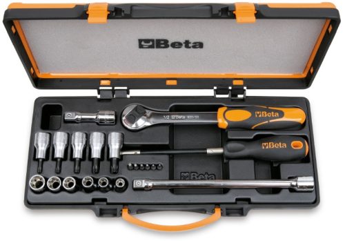 BETA 920TX/C17 6 csavarhúzóbetét, 6 dugókulcs Torx®-csavarokhoz és 4 tartozék fémdobozban  (BETA 920TX/C 17)
