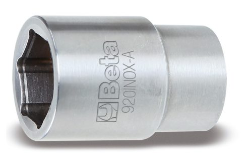 BETA 920INOX-A ​Szögletes csatlakozású, 1/2"-es negatív tájoló kulcs, hatlapú bemenettel, rozsdamentes acélból (BETA 920INOX-A/11)