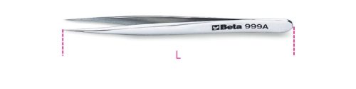 BETA 999A 120 Egyenes csipesz, nem mágneses, saválló, hegyes végű, rozsdamentes acélból, polírozott (BETA 999A/120)