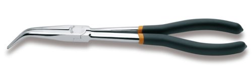 BETA 1009L/B Extra hosszú 45°-os hajlított, félkerekcsőrű műszerészfogó Különleges munkákhoz PVC-bevonattal (BETA 1009L/B)
