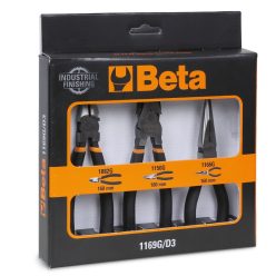   BETA 1169G/D3 1 kombinált fogó, 1 hosszú félkerekcsőrű fogó, 1 oldalcsípőfogó, csúszásmentes kétrétegű PVC bevonattal, ipari kivitel (BETA 1169G/D3)