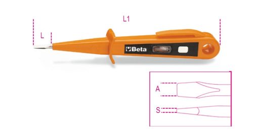 BETA 1253A Fáziskereső csavarhúzó - 125/250V, dupla szigeteléssel (BETA 1253A)