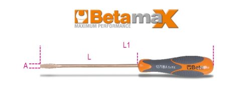 BETA 1270BA 3X75 Csavarhúzó hasítottfejű csavarokhoz, szikramentes (BETA 1270BA/3X75)