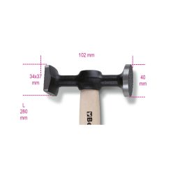   BETA 1357Z/45 Karosszériakalapács lapos, kerek rovátkás és sima négyszög fejjel, fanyéllel (BETA 1357Z/45)