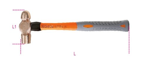 BETA 1377BA 340PL Kerekfejű és gömbfokú kalapács kazánkovácsok és bádogosok számára, Faser nyél, szikramentes (BETA 1377BA/340PL)