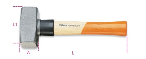 BETA 1380S 1500 Ráverő kalapács nyélvédővel, fanyéllel (BETA 1380S/1500)