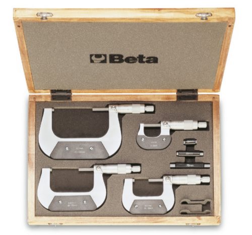 BETA 1658/C4 4-részes mikrométer készlet, fadobozban (BETA 1658/C4)