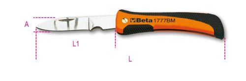 BETA 1777BM Behajtható pengéjű kábelblankoló kés, penge nemesacélból, a kábelek csupaszításához (BETA 1777BM)