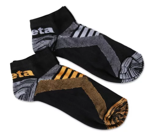 BETA 7431P két pár sneaker zokni szellőző betétekkel egy pár fekete/narancs és egy pár fekete/szürke színű zokni.m