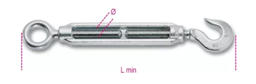 BETA 8006Z-K feszítőszerelvény horoggal és szemmel, galvanizált (Robur 8006Z-2K/M5) kötéstechnikai eszköz – kötéstechnika