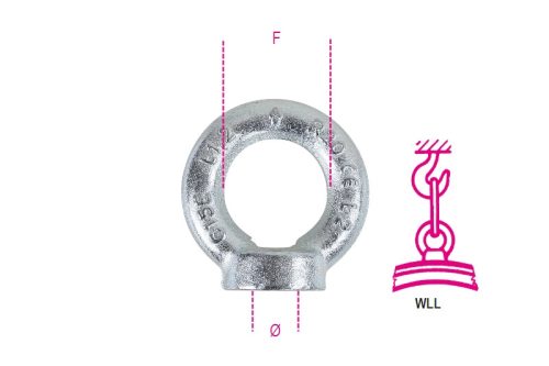 BETA 8042EZ-K Emelő gyűrűs anya, horganyzott (ROBUR 8042EZ-4K/M8)