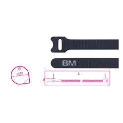   BETA BMNV2312 Tépőzáras kábelkötegelő szalag, fekete (10 db)