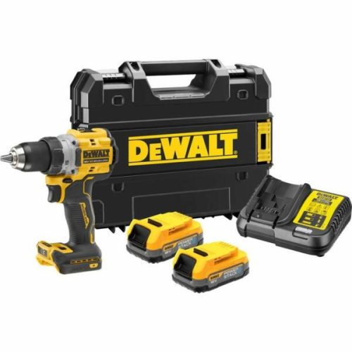 DEWALT 18V XR Szénkefe nélküli, tokmányos FÚRÓCSAVAROZÓ, 2 db 1,7 Ah Powerstack akkumulátorral, töltővel, kofferben