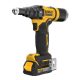 DEWALT 18V XR szénkefe nélküli 4.8 mm-es szegecshúzó - 1x1.7Ah Gumírozott POWERSTACK akku, TSTAK kofferben