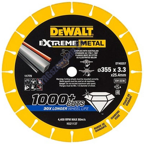 DEWALT Vágókorong gyémánt EXTREME FÉM 355x25,4x3,3 mm