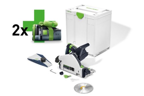 Festool Akkus merülőfűrész TSC 55 KEB-Basic-5,0 2 db ajándék akkumulátorral