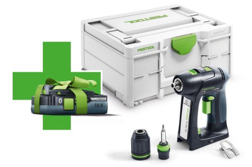 Festool Akkus fúró-csavarbehajtó C 18-Basic-4,0 ajándék akkumulátorral