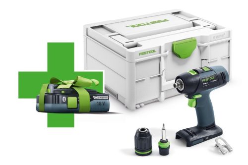 Festool Akkus fúró-csavarbehajtó T 18+3-Basic-4,0 ajándék akkumulátorral