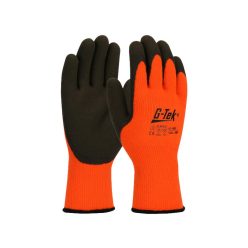   G-TEK Hi-Vis kötött, akril frottír, latexmártott munkavédelmi kesztyű