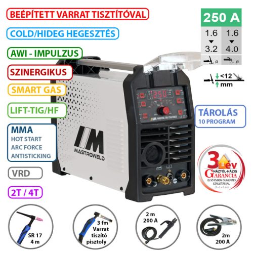 MASTRO TIG-250 DC COLD hegesztő inverter + varrat tisztító