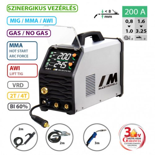 MASTRO MIG-200 SYN PRO multifunkciós hegesztő inverter