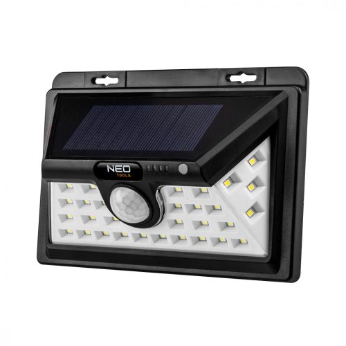 NEO Napelemes fali reflektor SMD LED 350lum, mozgásérzékelő, 160x105x47mm