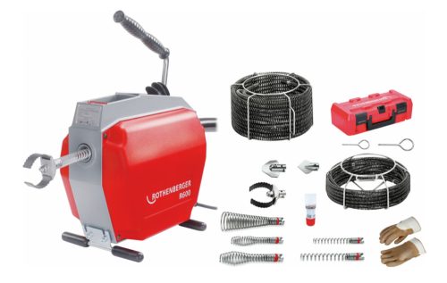 Rothenberger R600 csőtisztító gép spirál-/szerszámkészlettel 16-22 mm