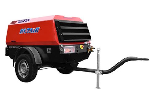 MDVN 22K Zajmentesített motoros kompresszor, egy tengelyen és rögzített vonórúddal, fékek és lámpák nélkül