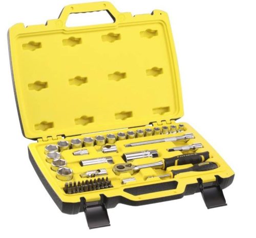 FM 3/8" DUGÓKULCS SZETT 3 FOKONKÉNTI FOGAZÁSSAL, 49 RÉSZES KEMÉNY DOBOZBAN