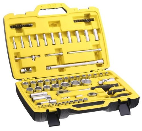 FM 1/4" + 1/2" DUGÓKULCS SZETT 3 FOKONKÉNTI FOGAZÁSSAL, 81 RÉSZES KEMÉNY DOBOZBAN