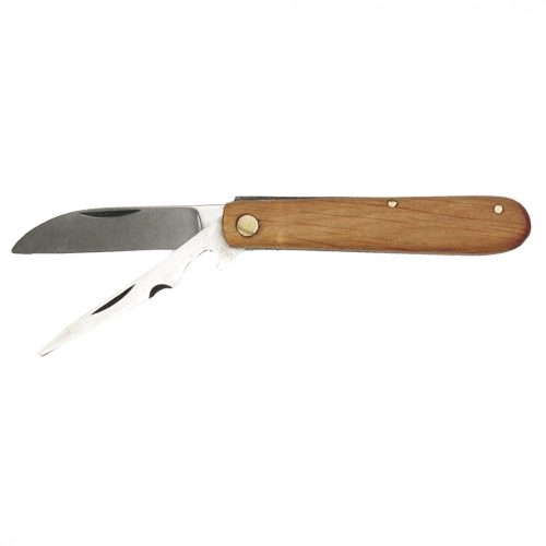 Topex Összecsukható kés retesszel, teljes méret 170mm, fa markolat, két részes