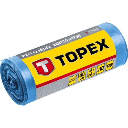 Topex Szemetesszák 120 l, kék, 10 db/tekercs, nagyon erős, méretek:70x110 cm, vastagság: 40 mic, LDPE fólia