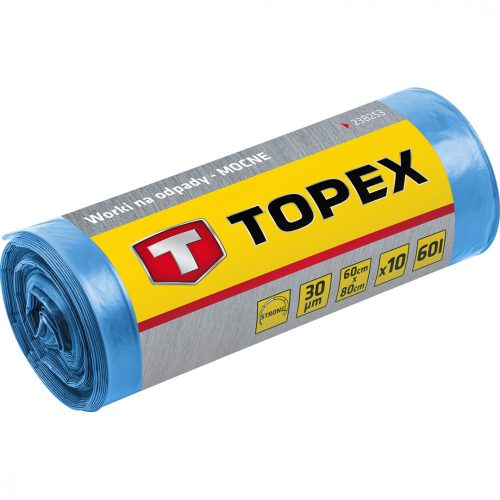 Topex Szemetesszák 240 l, kék, 10 db/tekercs, nagyon erős, méretek:120x150 cm, vastagság: 45 mic, LDPE fólia