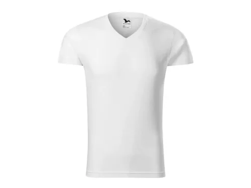 MALFINI SLIM FIT V-neck férfi póló fehér -S