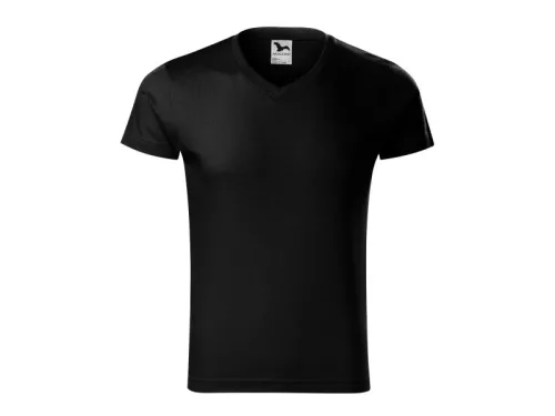 MALFINI SLIM FIT V-neck férfi póló fekete -3XL