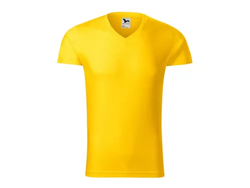 MALFINI SLIM FIT V-neck férfi póló sárga -S